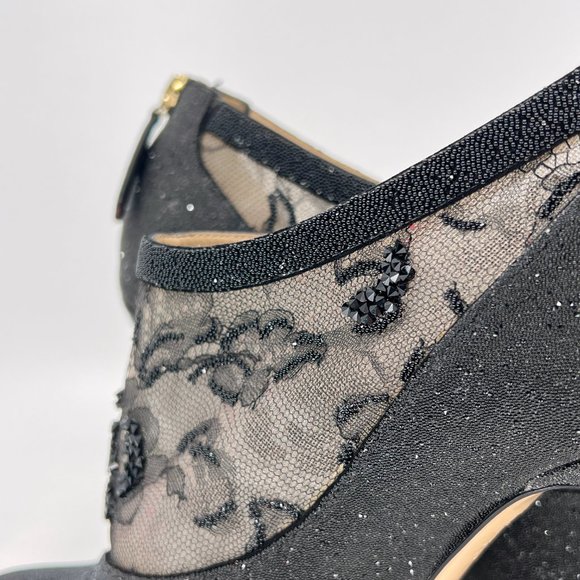 VALENTINO 39 US 9  Lace Crystal Nude Black Booties Stiletto Box and Dust Cover - Picture 11 of 16